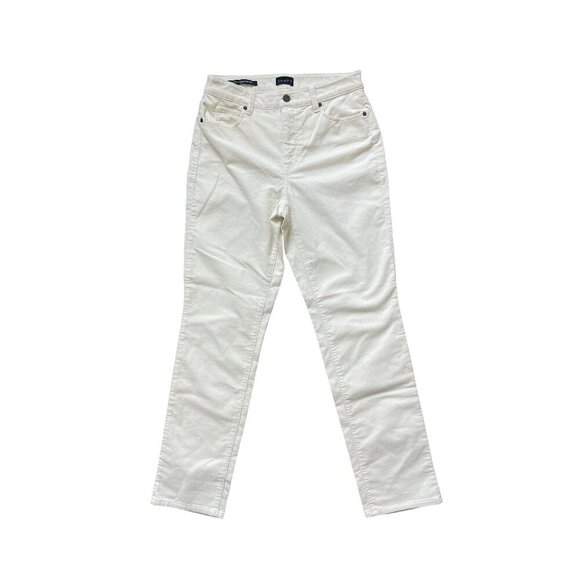 Talbots Corduroy Straight Leg Pants Size 4 Ivory Stretch Winter White Office - Picture 2 of 11
